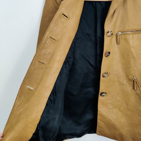 Khaite Russo Lambskin Leather Jacket in Tan 4 - Picture 12 of 15